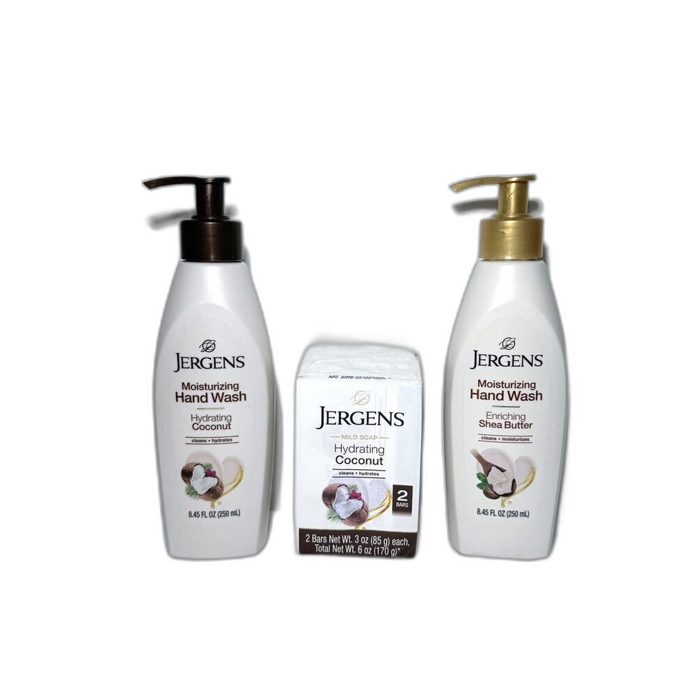 Jergens Scent BUNDLE, 2 Hand Wash Shea Butter & Coconut, 2 Bars Mild Soap